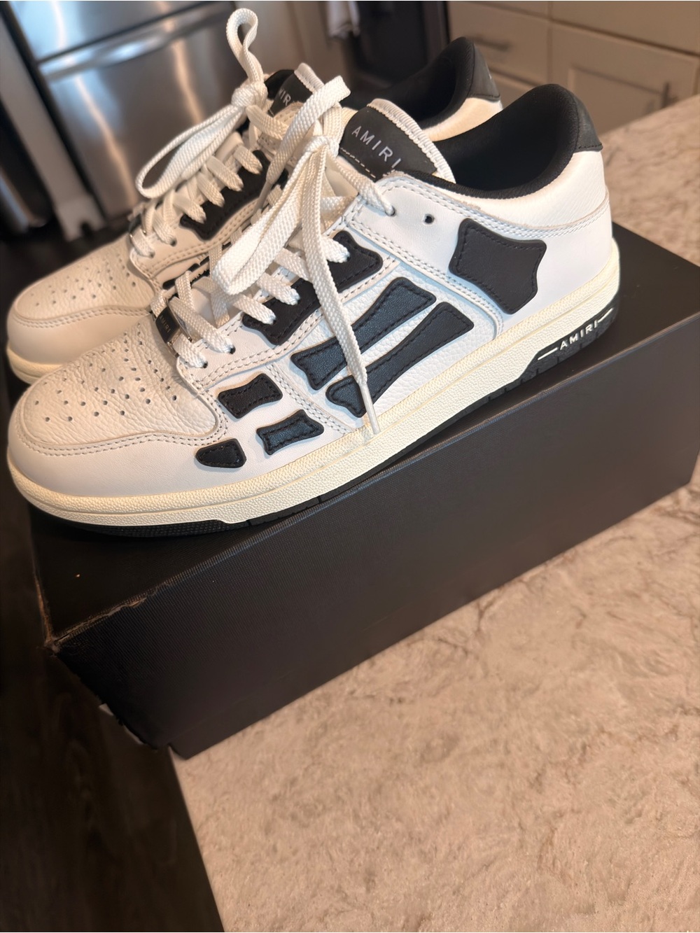 AMIRI White and Black Low-Top Leather Sneakers